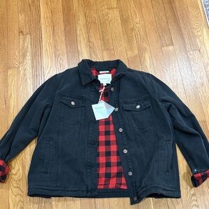 Thread & Supply Black Jacket with Red Plaid Interior